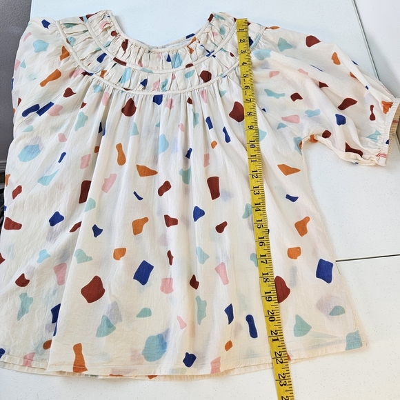 THML Confetti Print Puff Sleeve Top Womens M Cream/multicolor - Picture 9 of 9